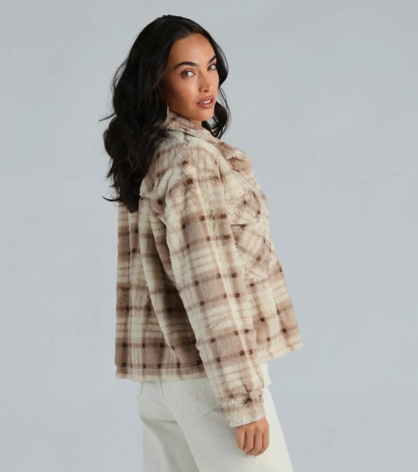 Cozy Days Faux Fur Plaid Shacket - Image 2