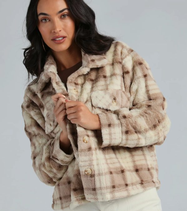 Cozy Days Faux Fur Plaid Shacket - Image 3