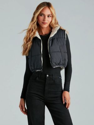 Major Trend Reversible Faux Sherpa Puffer Vest