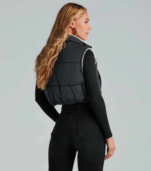 Major Trend Reversible Faux Sherpa Puffer Vest - Image 4