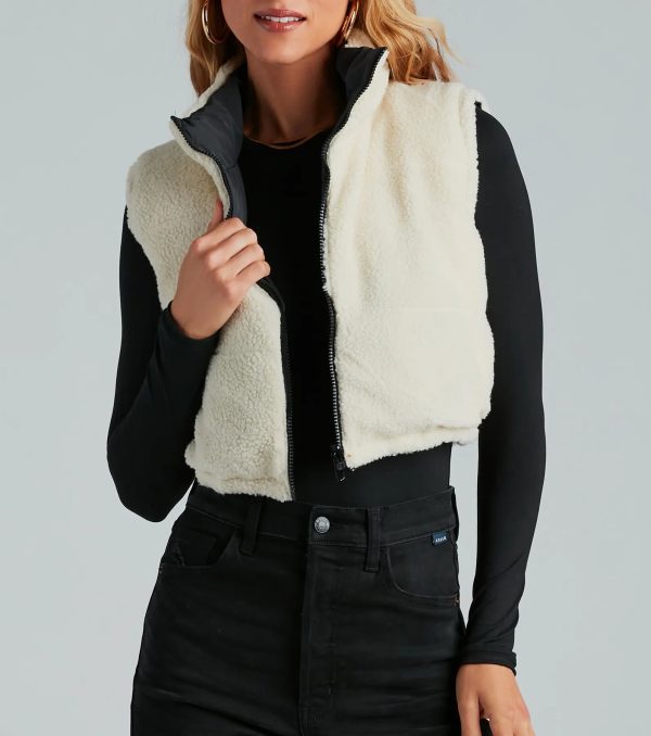 Major Trend Reversible Faux Sherpa Puffer Vest - Image 5