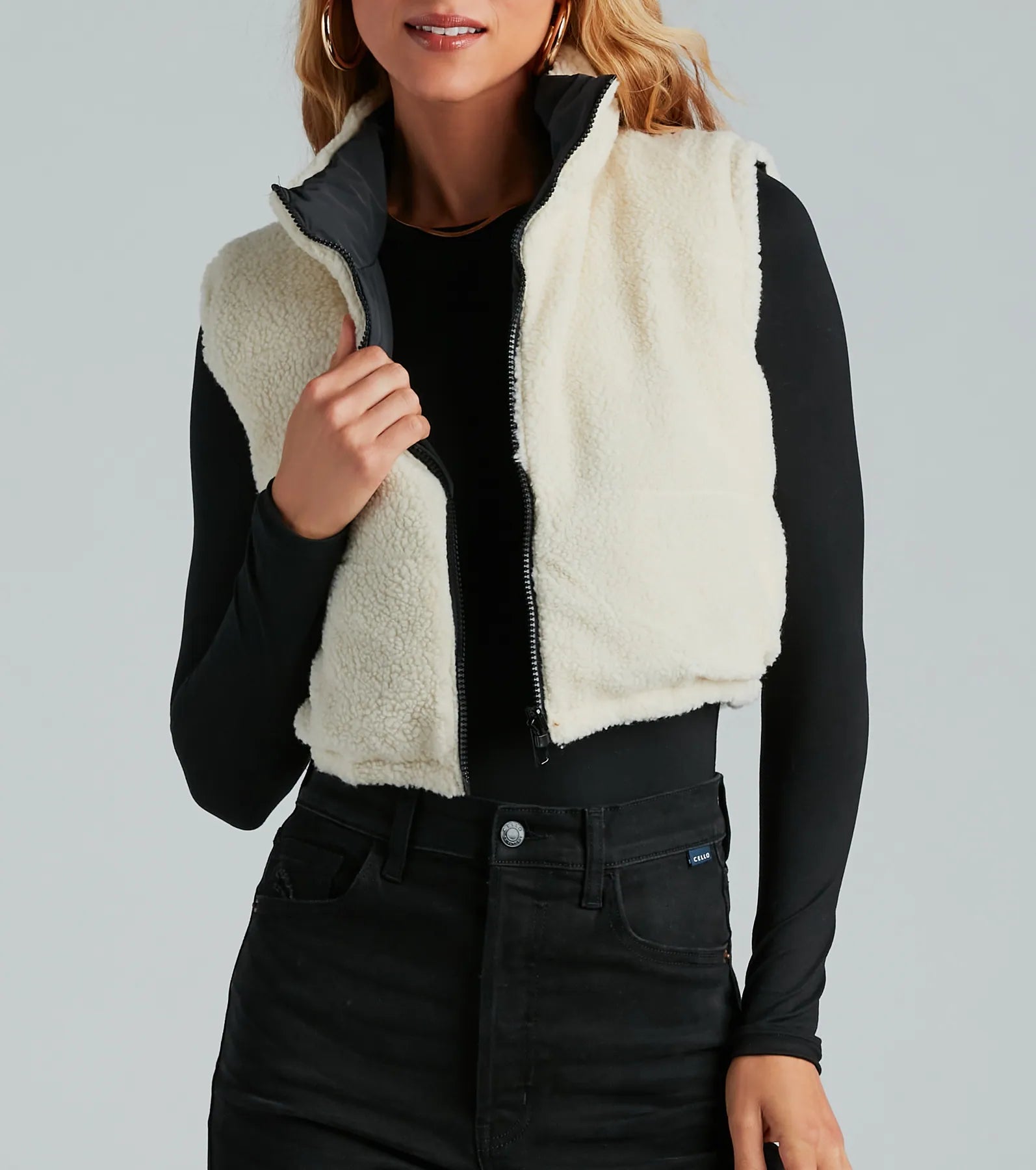 Major Trend Reversible Faux Sherpa Puffer Vest - Image 5