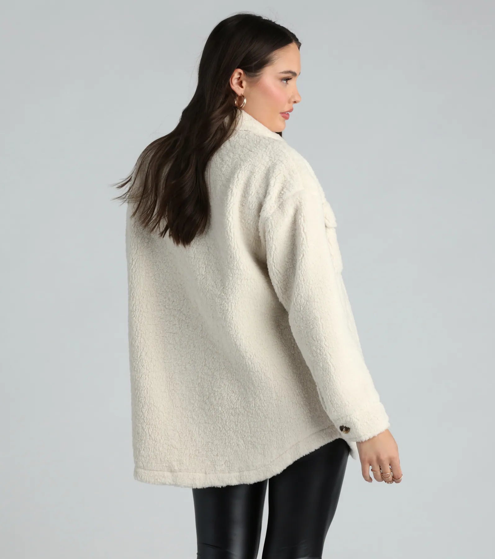 Cozy Vibes Faux Sherpa Shacket - Image 2