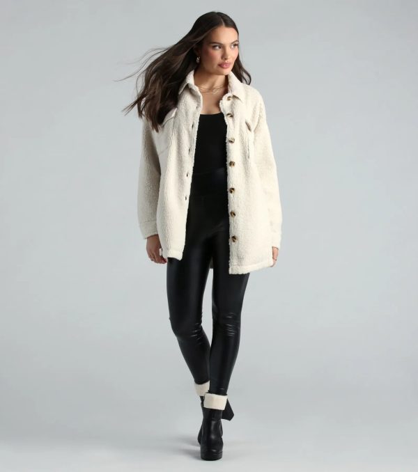 Cozy Vibes Faux Sherpa Shacket - Image 3