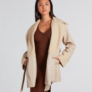 Can't Wait Faux Sherpa Leather Trench Coat