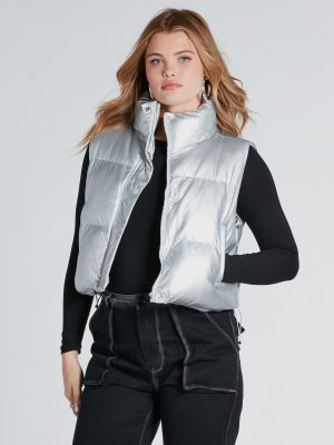 On Your Radar Metallic Puffer Vest