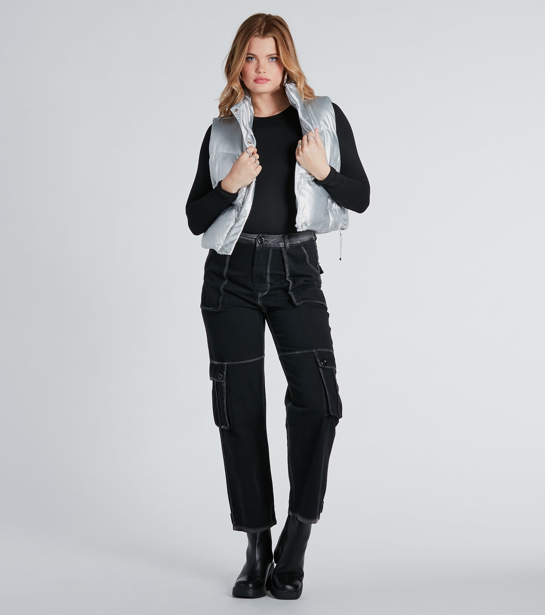 On Your Radar Metallic Puffer Vest - Image 3