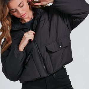 Cute Aesthetic Cargo Puffer Jacket