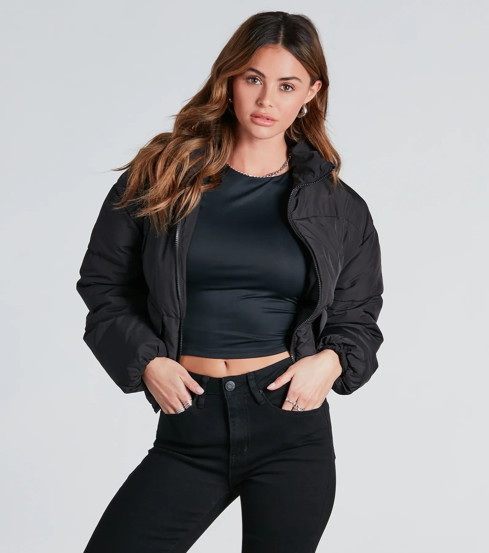 Cute Aesthetic Cargo Puffer Jacket - Image 3