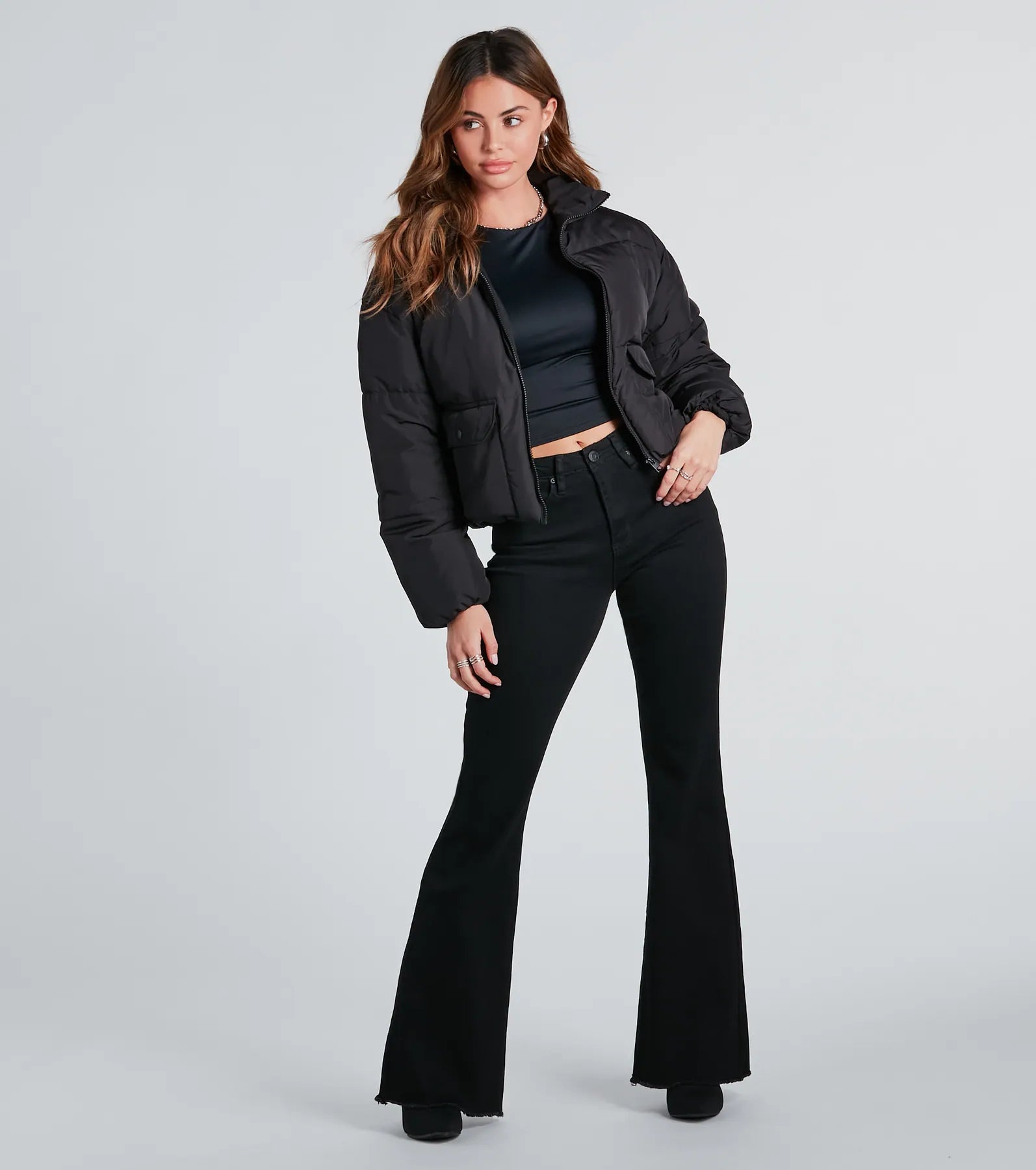 Cute Aesthetic Cargo Puffer Jacket - Image 4