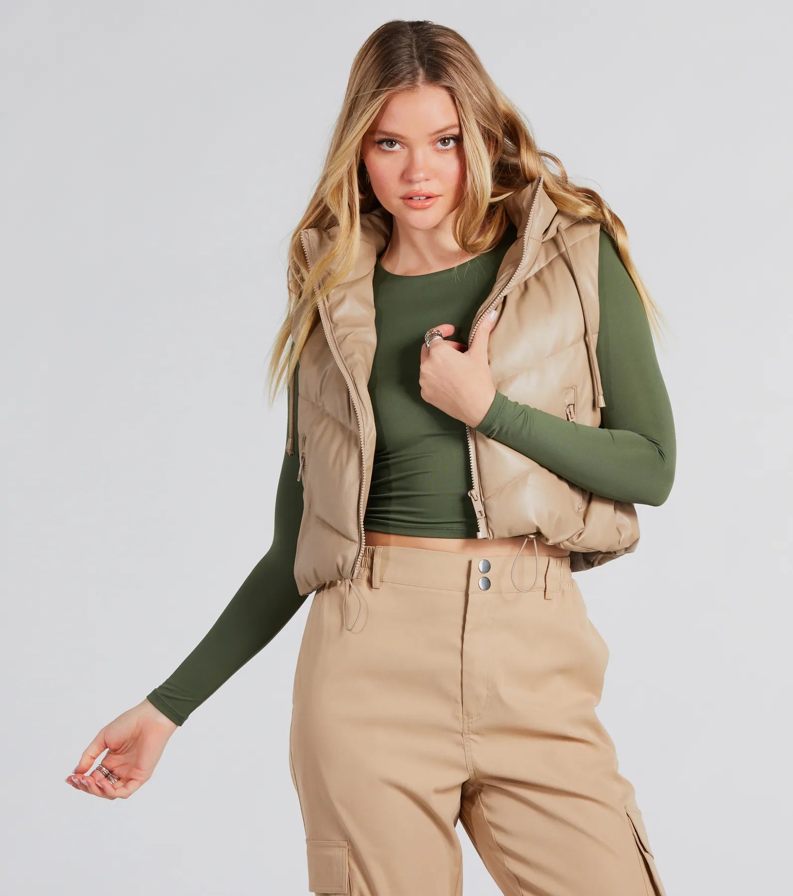 Hit The Slopes Faux Leather Puffer Vest - Image 5