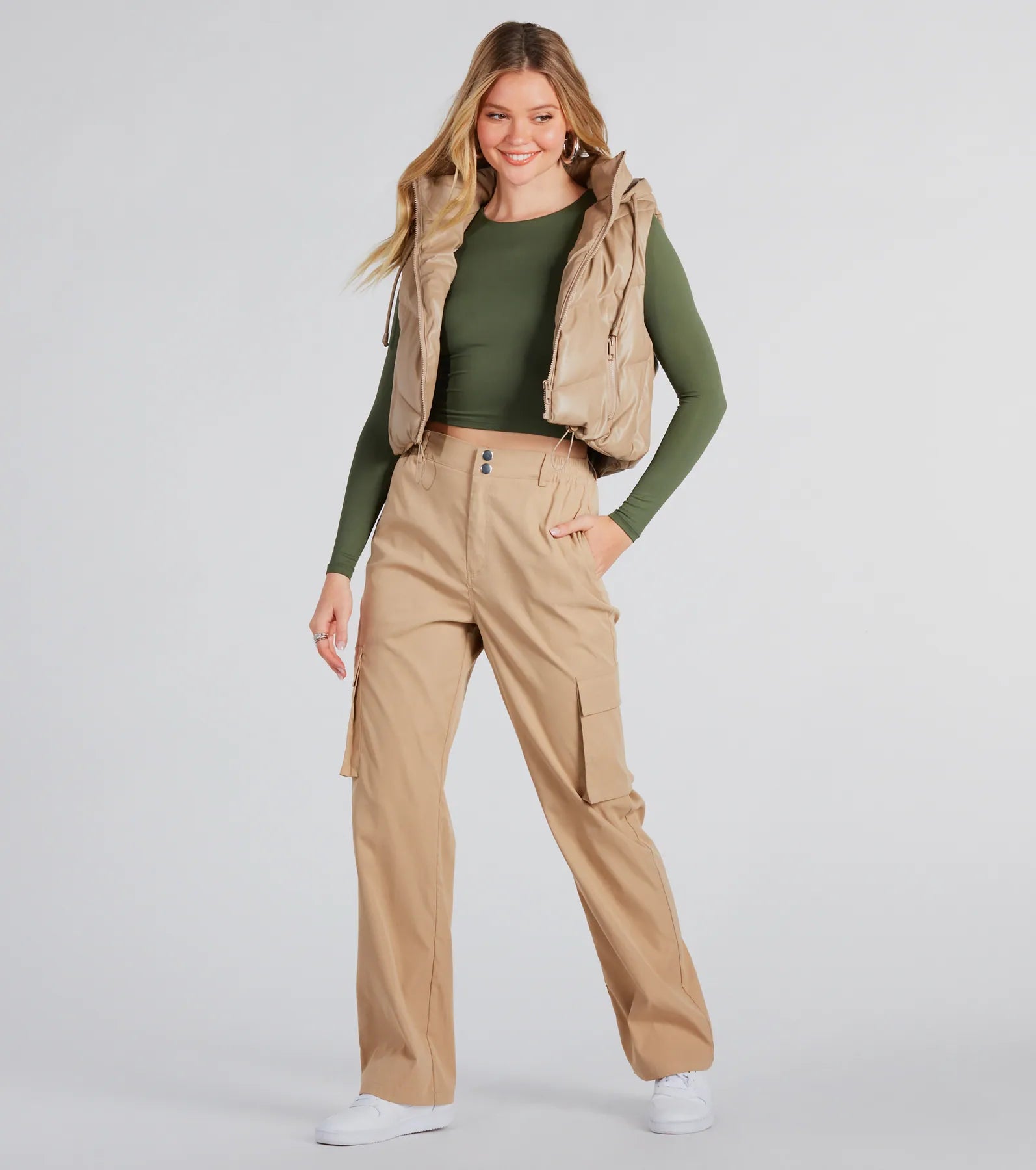 Hit The Slopes Faux Leather Puffer Vest - Image 8