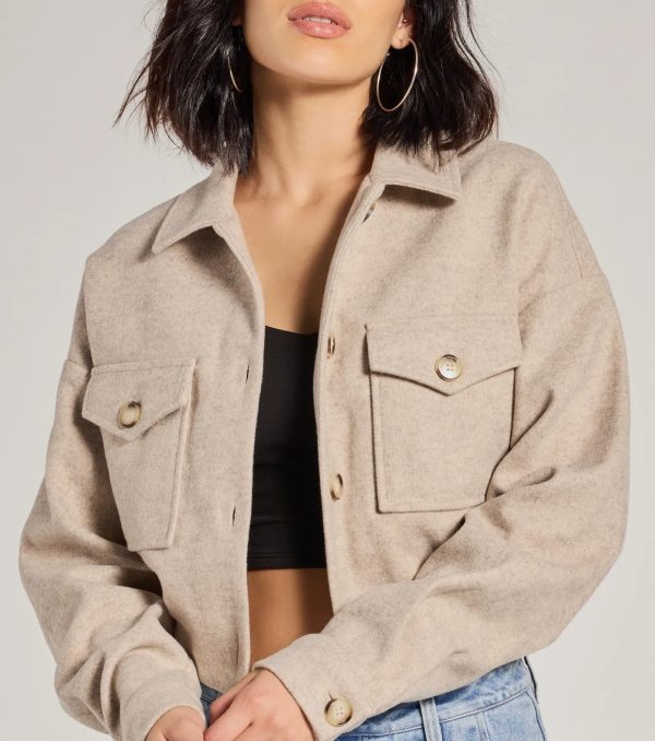 Chic Outing Button-Down Faux Wool Shacket - Image 4