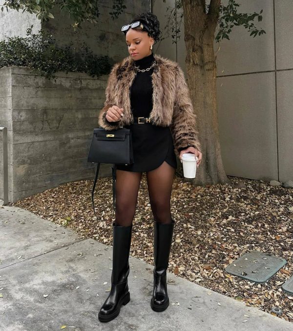 Untamed Luxe Cropped Faux Fur Jacket - Image 2