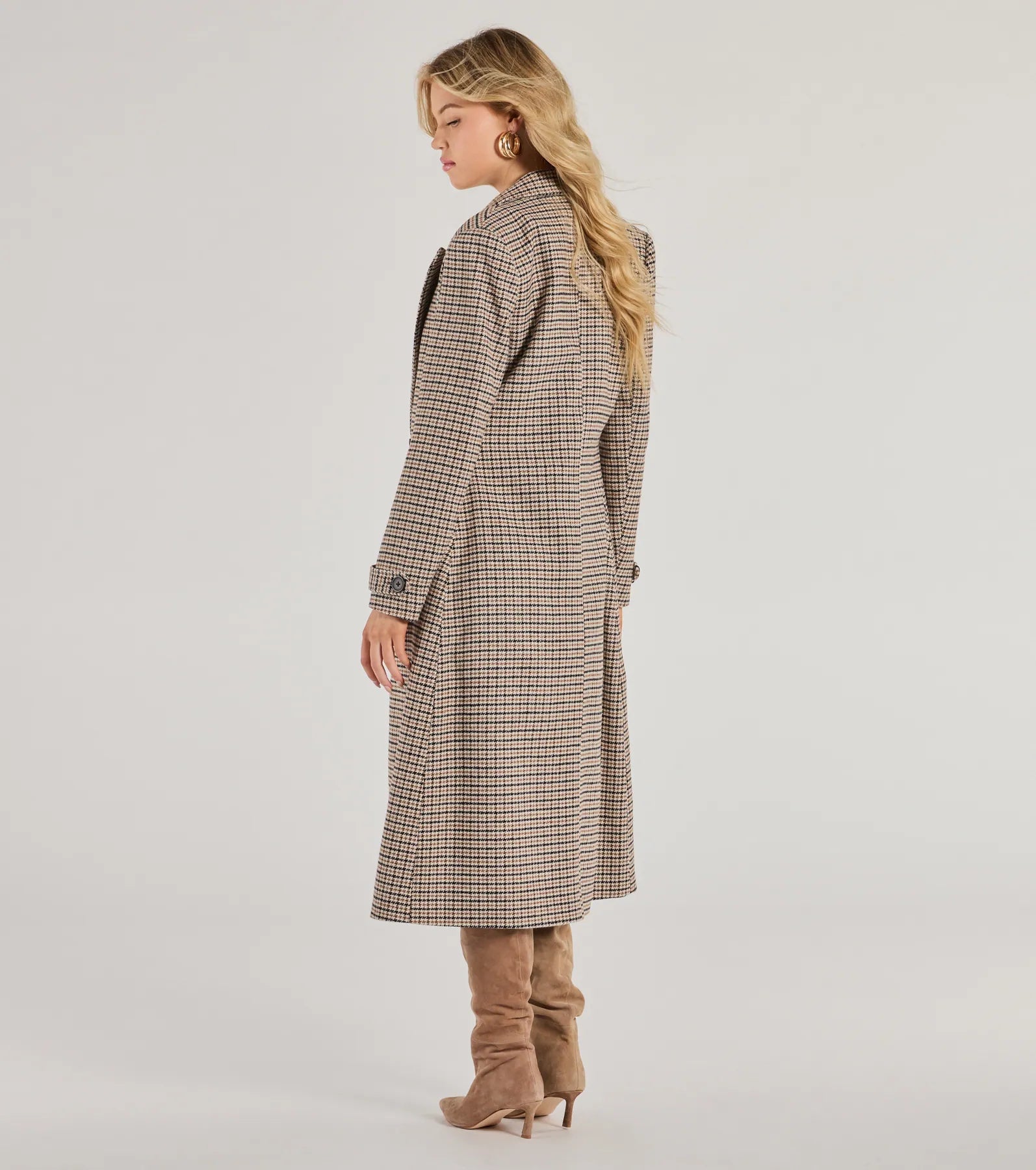 Plaid Perfection Faux Wool Long Coat - Image 2