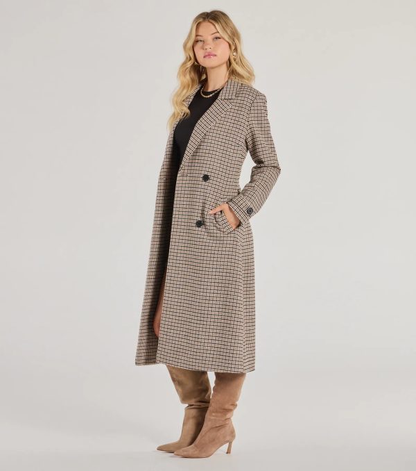 Plaid Perfection Faux Wool Long Coat - Image 4