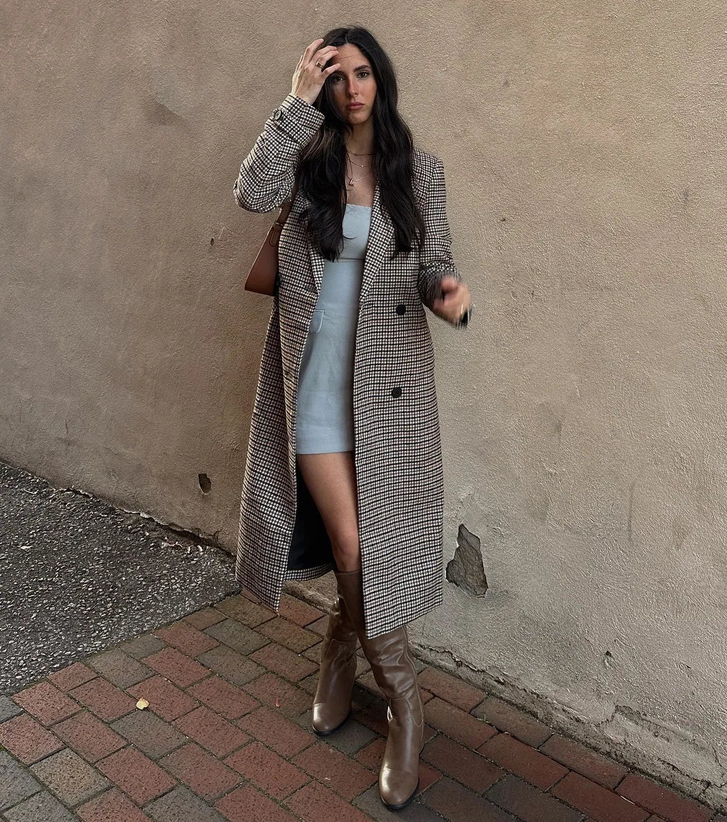 Plaid Perfection Faux Wool Long Coat - Image 5