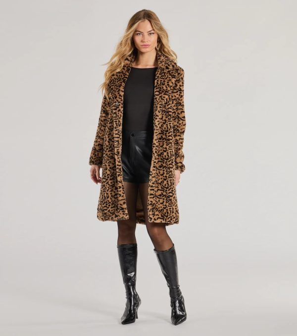 Fabulous Flair Leopard Faux Fur Trench Coat - Image 2