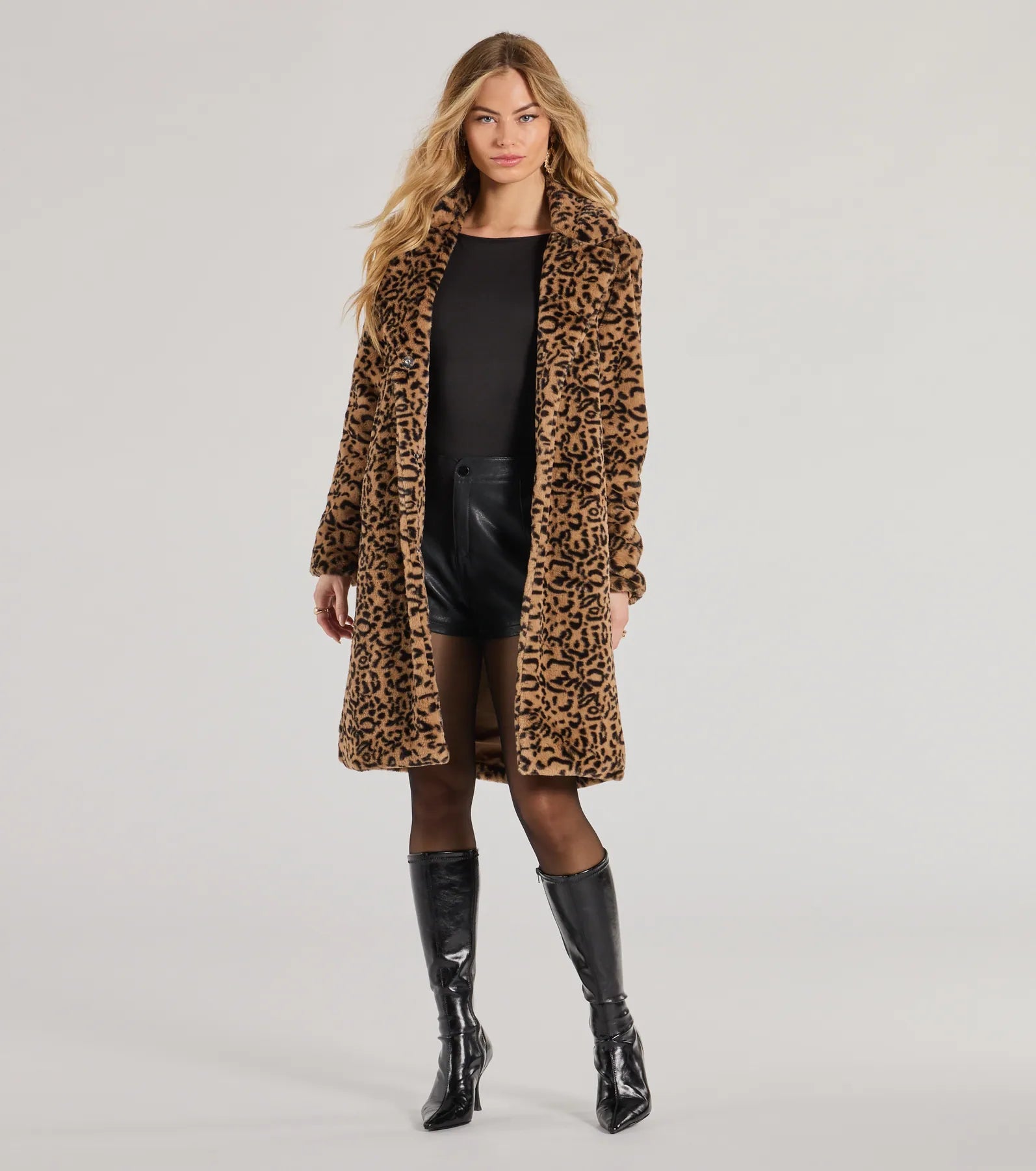 Fabulous Flair Leopard Faux Fur Trench Coat - Image 2