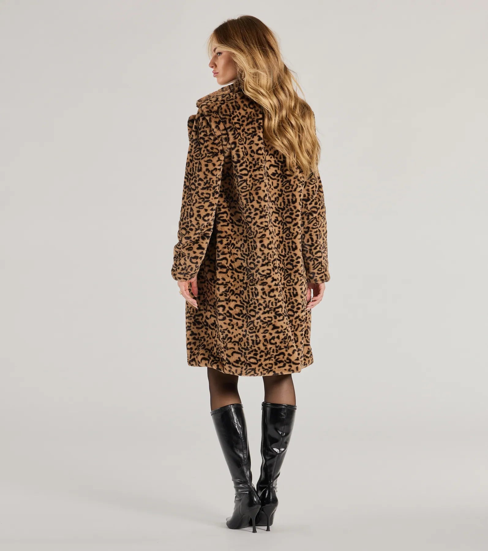 Fabulous Flair Leopard Faux Fur Trench Coat - Image 3