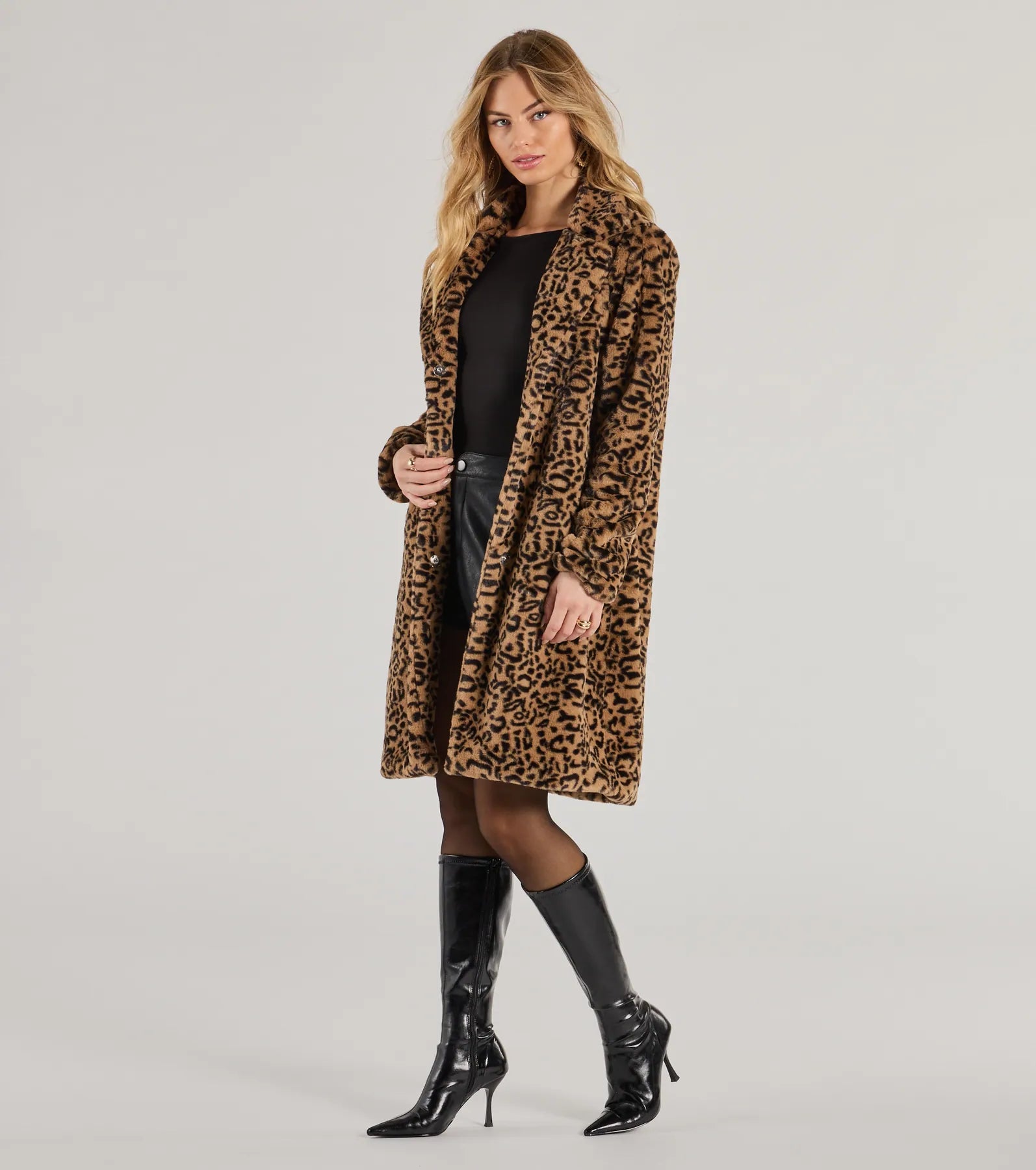 Fabulous Flair Leopard Faux Fur Trench Coat - Image 4