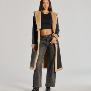 Runway Ready Convertible Faux Leather Trench Coat