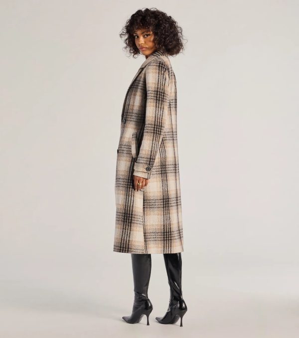 Classic Charm Plaid Trench Coat - Image 2