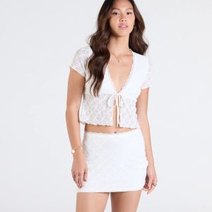 Breezy Vibes Lace Tie-Front Top