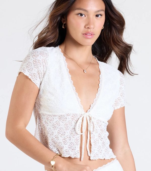 Breezy Vibes Lace Tie-Front Top - Image 4