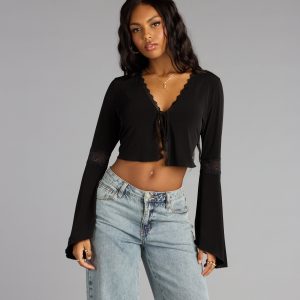 Whisper Lace Tie Front Top