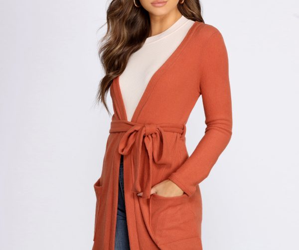Brushed Knit Belted Cardigan - Image 4