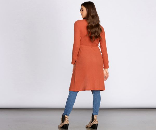 Brushed Knit Belted Cardigan - Image 2