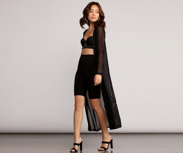 Illusion Striped Mesh Duster - Image 3