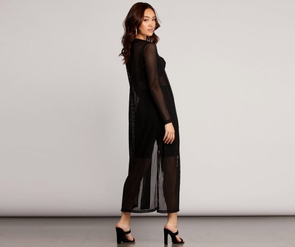 Illusion Striped Mesh Duster - Image 2