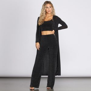 Glittering Long Knit Duster