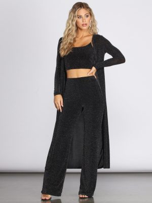 Glittering Long Knit Duster