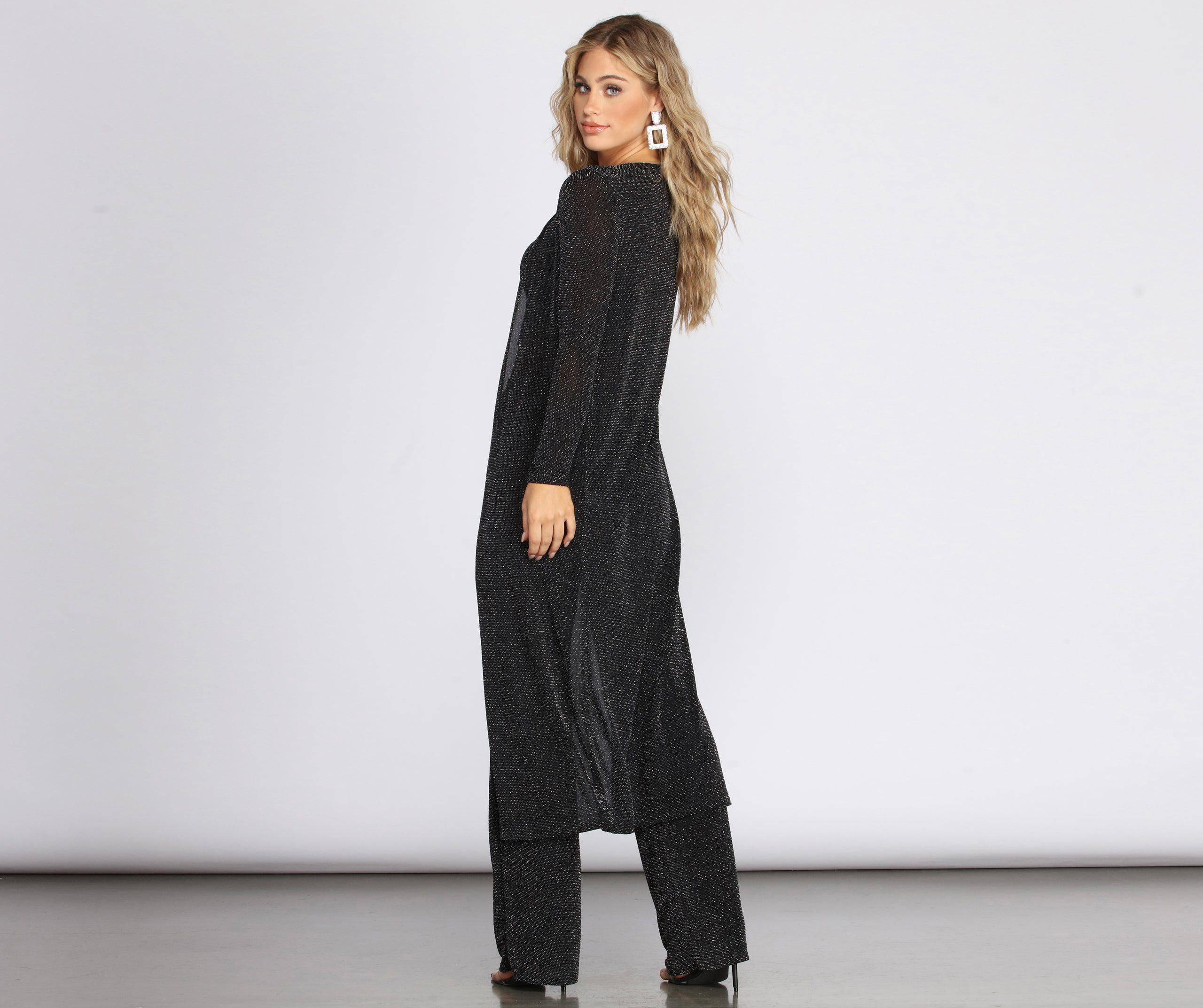 Glittering Long Knit Duster - Image 2