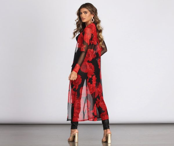 Sheer & There Mesh Floral Duster - Image 2