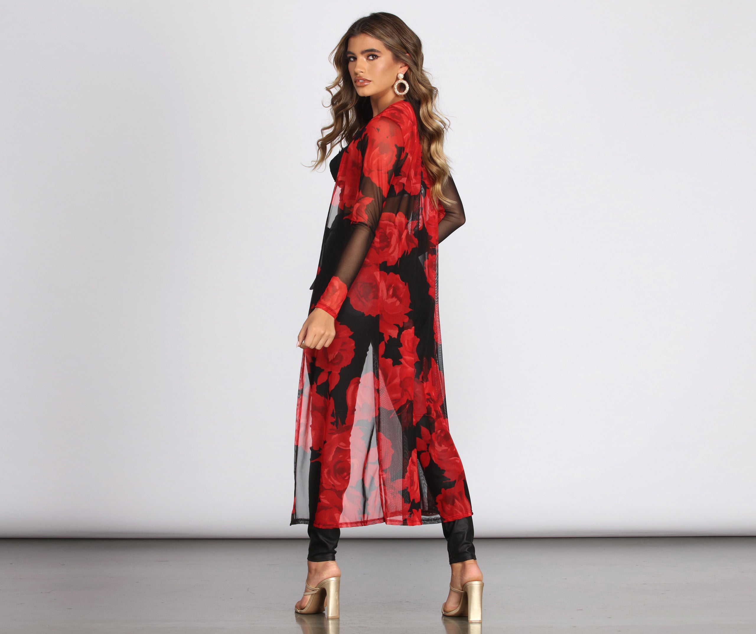 Sheer & There Mesh Floral Duster - Image 2