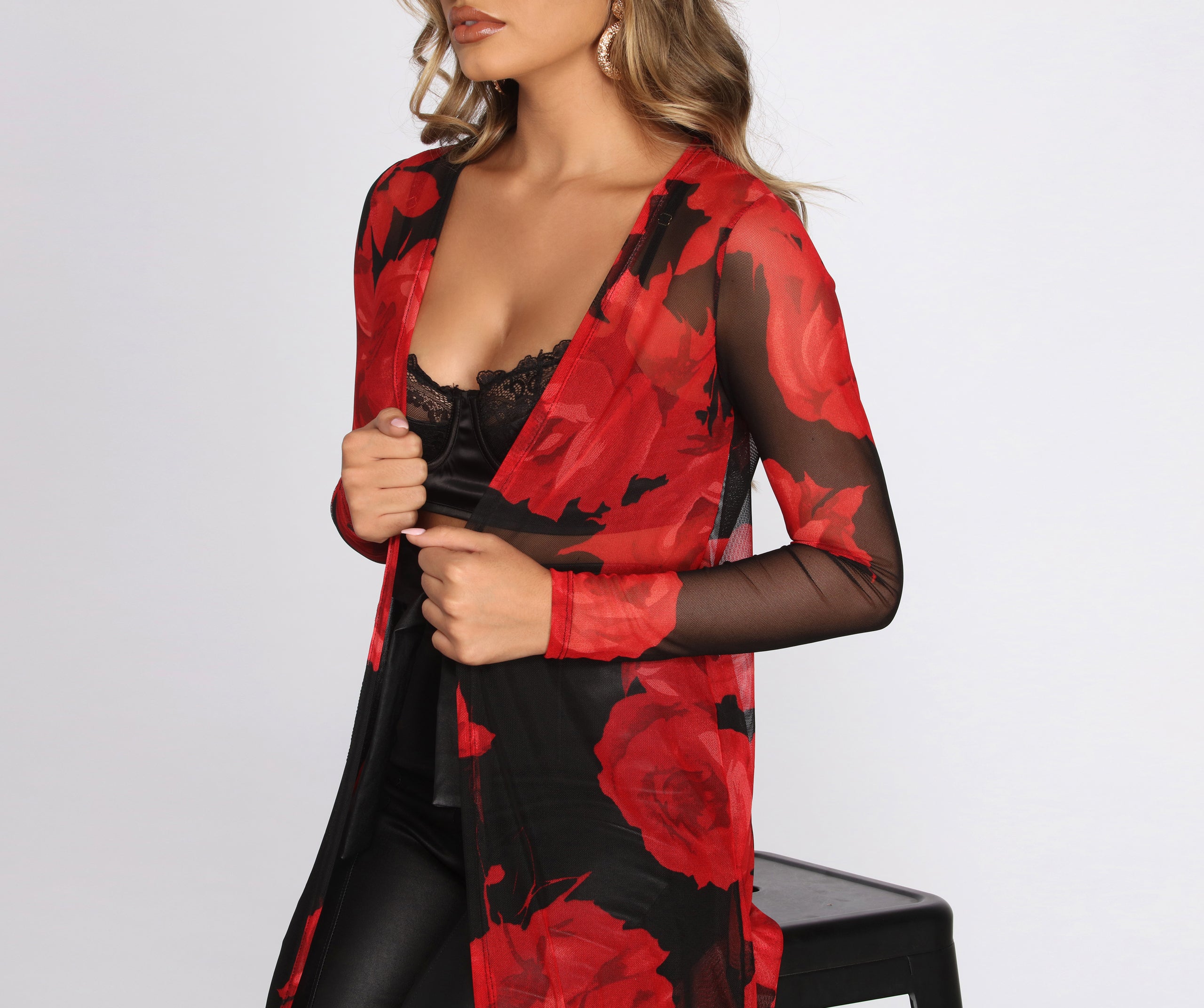 Sheer & There Mesh Floral Duster - Image 3