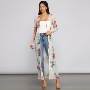 Flowy In Floral Mesh Duster