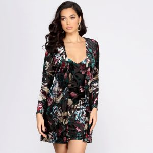 Floral Fever Mesh Burnout Velvet Duster