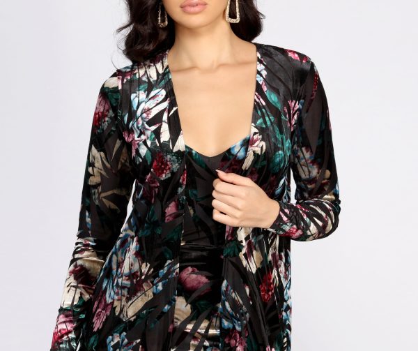 Floral Fever Mesh Burnout Velvet Duster - Image 3