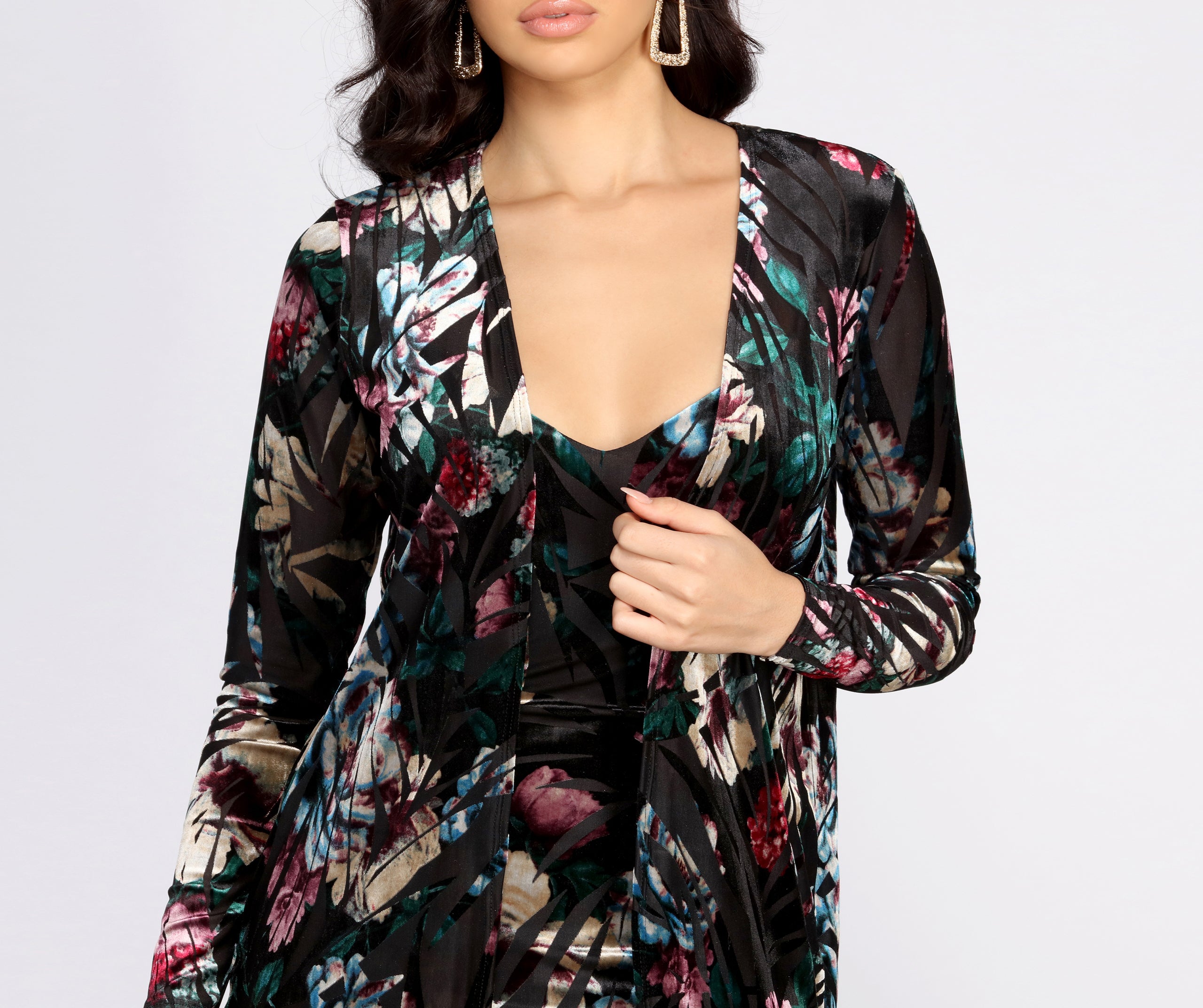 Floral Fever Mesh Burnout Velvet Duster - Image 3