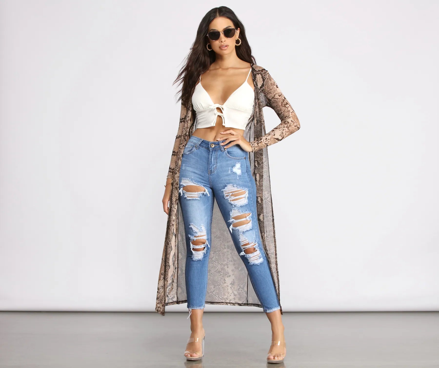Snake Long Sleeve Mesh Duster - Image 4