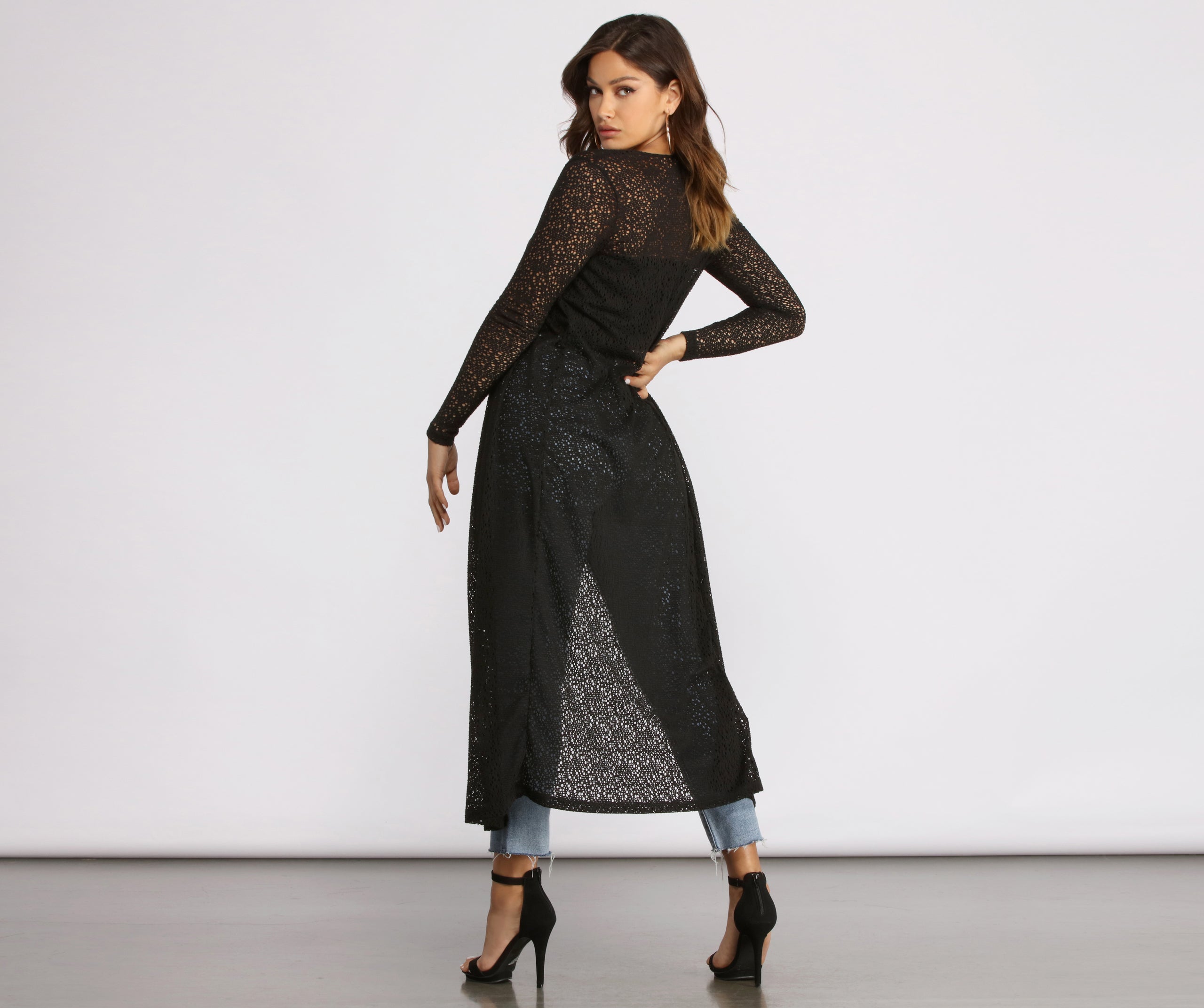 Flowy Long Sleeve Knit Duster - Image 2