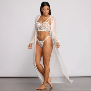 Chic And Sheer Mesh Belted Duster