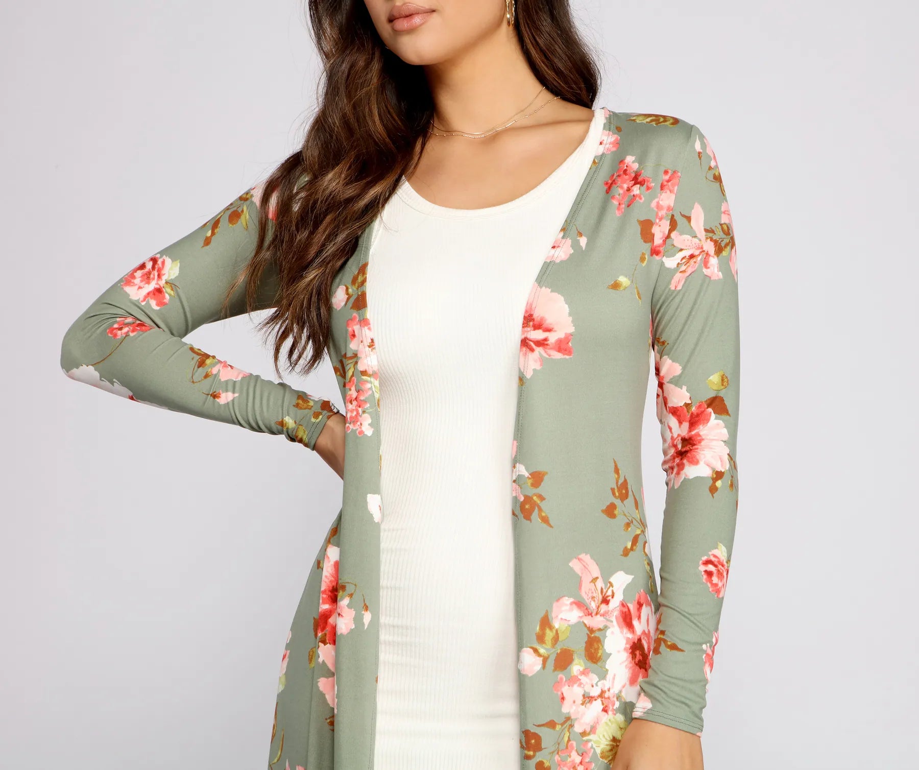Floral Passion Long Knit Duster - Image 2