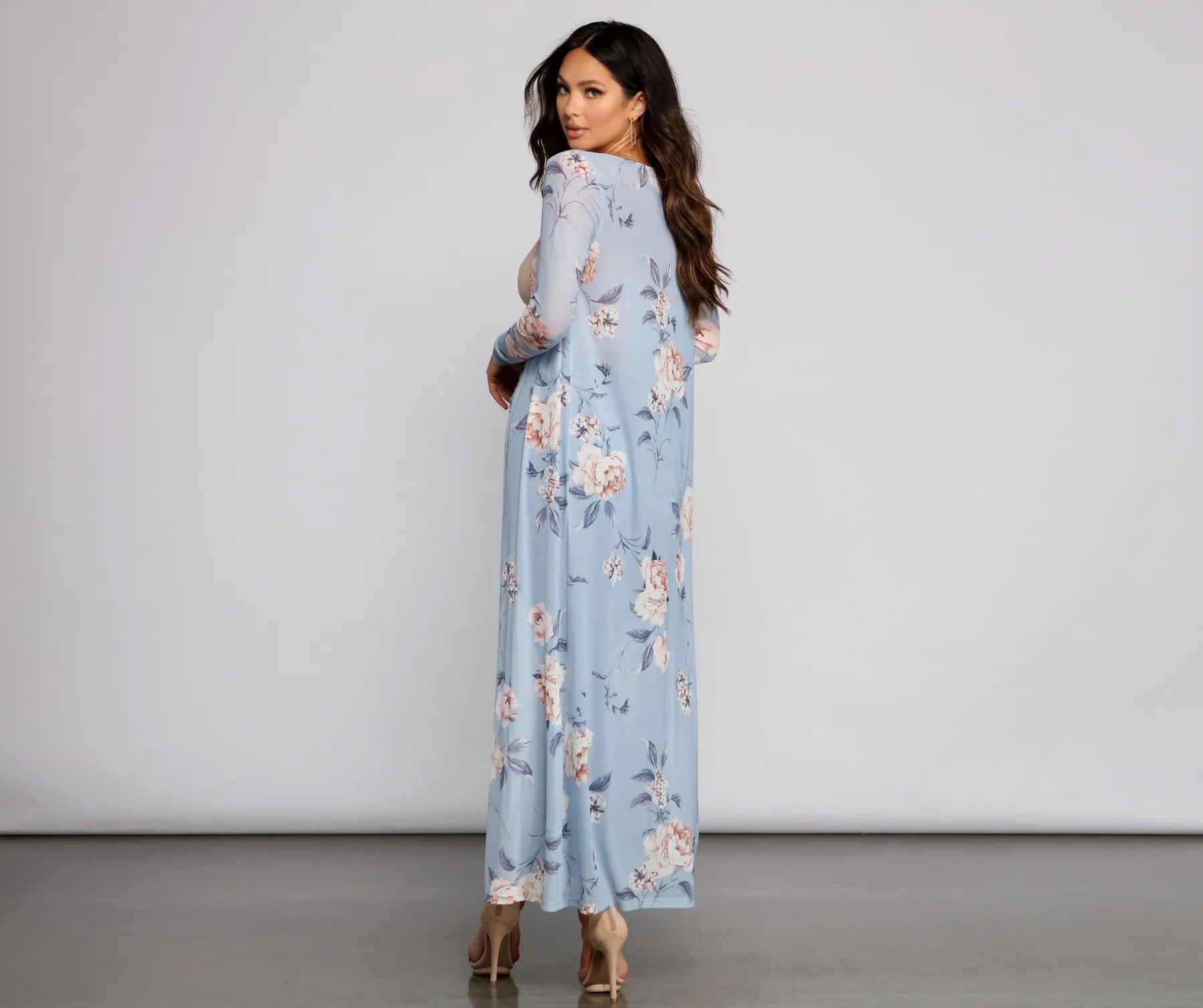 Floral Beauty Mesh Long Sleeve Duster - Image 2