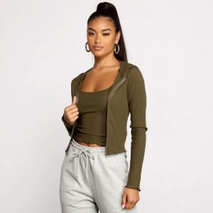 Frilled and Flirty Ribbed Cardigan